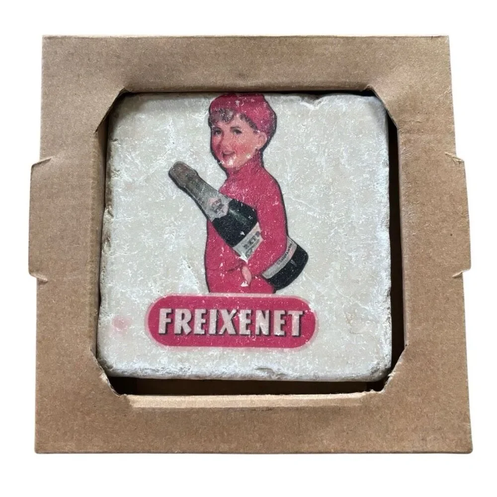 Studio Vertu Freixenet Advertisement Marble Coaster Cork Backing *New*